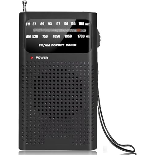 Radio AM/FM portable d'urgence Innovaland Premes - Radio de survie 2 bandes à piles pour les voyages et le camping - Petite radio de poche avec antenne télescopique,...