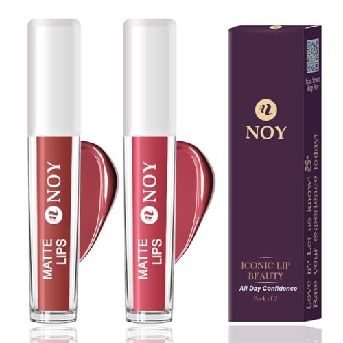 Image of NOY Neutral Harmony: The Ultimate Trendy Waterproof Nude Matte Liquid Lipstick Ensemble For Girls Brown Nude, Tan Nude (Pack OF 2) #WC103