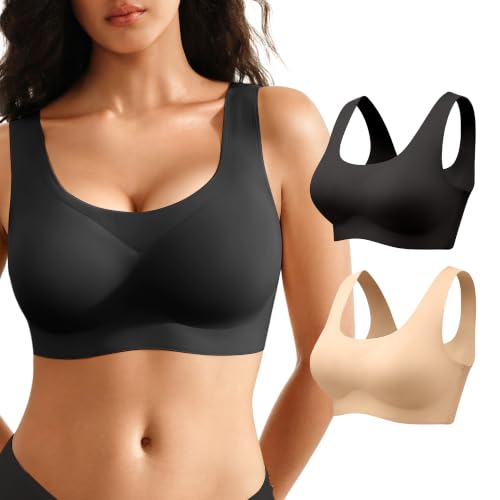 Image of Wireless Bras for Women No Underwire Seamless Full Coverage T-Shirt Bra
