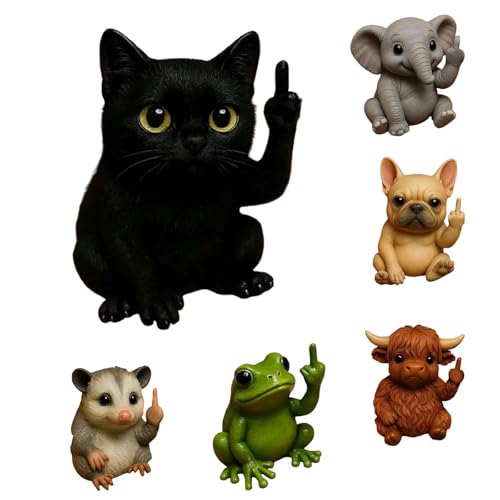 Fun Mini Middle Finger Animal Statue, Funny Middle Finger Resin Garden Statue, Mini Dog Cat Figurine Desktop Ornament, Handmade Art Ornament Table Decoration (Cats)
