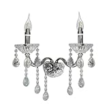 Photo Gallery trade shop traesio - applique candelabro gocce pendenti cristallo acrilico 2 bracci attacco e14 e35-31127 - argento Photo Gallery trade shop traesio - applique candelabro gocce pendenti cristallo acrilico 2 bracci attacco e14 e35-31127 - argento