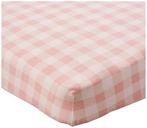 Image of HonestBaby Girls Organic Cotton Changing Pad Cover, Peach Skin Painted Buffalo Check, One Size
