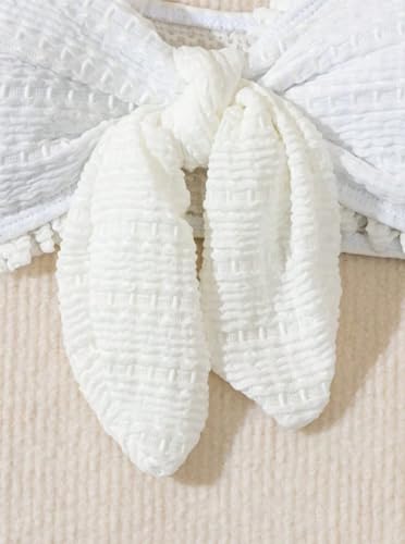 Women's Bathing Suit Knot Front Frill Trim Bandeau Swimsuit Bikini Top4