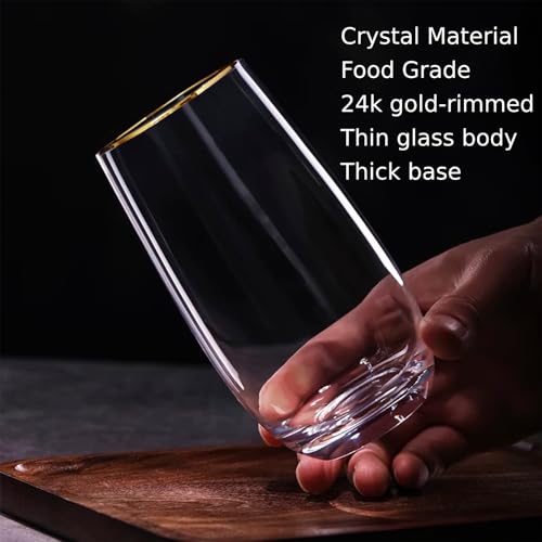 Icesip Set of 12 Drinking Glasses, 13 oz Crystal Highball Water Cups with Elegant Gold Rim for Whiskey, Cocktails, Juices and More - Image 4