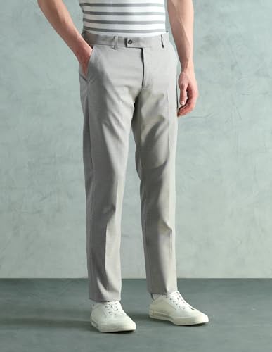 Image of Arrow Men's Tapered fit Textured Trousers