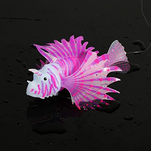Zerodis Fish Tank Ornament, Silicone Simulation Fish Ornament Luminous Fake Lionfish Decoration Aquarium Fish Tank Decoration(Purple) - Image 2
