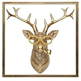 Newinhome Animal Heads Wall Decor (Includes Metal Frame) Resin Animals Sculptures Head Wall Hanging Decoration Gold vintage Wall Sculpture for Living Room Bedroom Office(Deer)