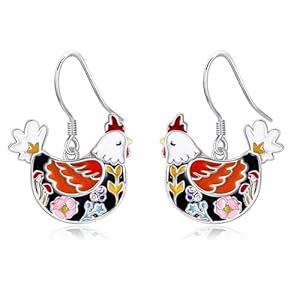 Blumen H&uuml;hner! Zauberhafte Emaille Ohrh&auml;nger aus 925 Silber | Schmuck-Ohrringe