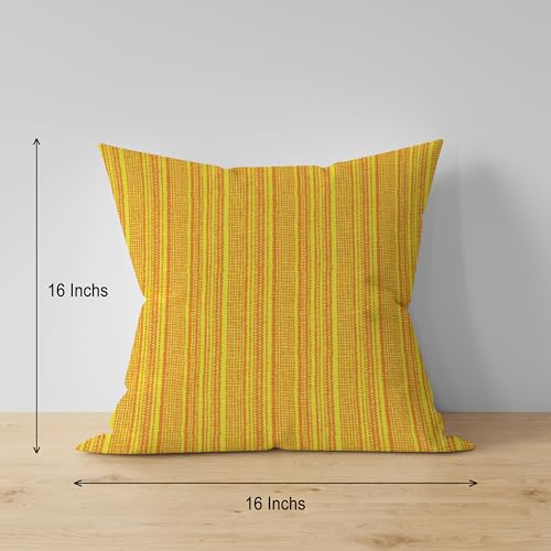 Image of nissi Cotton Plain Cushion Covers, 16x16 inches, Set of 3, (3, Yellow, 16x16 inches)
