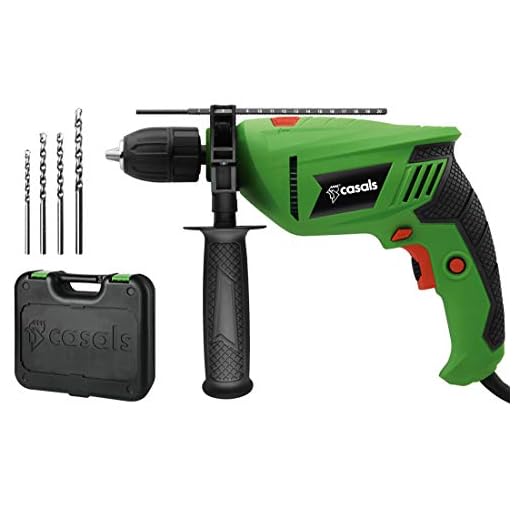 Casals VT80REAM+R - Taladro percutor (800 W, 3.000 rpm, 48.000 ipm, con maletín y estuche con accesorios) color verde y negro