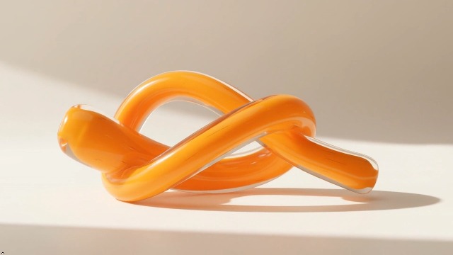 Escultura de Nudo de Vidrio Abstracto Amarillo Decorativo miniatura 7