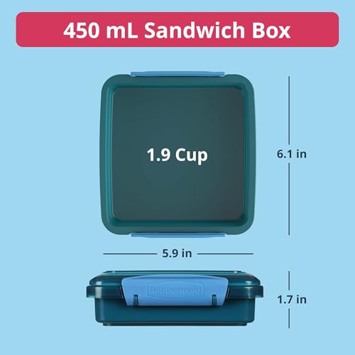 Rubbermaid Pack & Go Alien Laguna Blue Lunch Set 3-Pack, Bento Cube, Snack Container, Sandwich Box, Food Storage Containers, Plastic Containers for Food - image 4