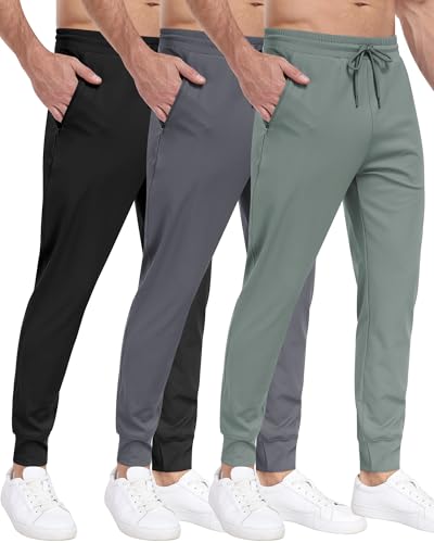 Amazon.com: 3 Pack Men's Sweatpants with Zipper Pockets,Workout