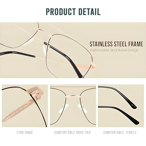 Image of Roshfort Eyewear Zero Power Blue Cut & Antiglare Computer Square Eyeglasses | Men & Women | Medium - Pack Of 1