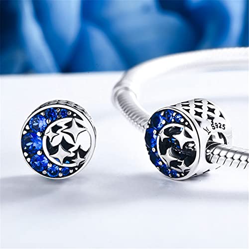 Image of BISAER Hamsa Hand Charm - Sterling Silver, Blue Gemstones Evil Eye, Fits Bangle, Bracelet, Necklace