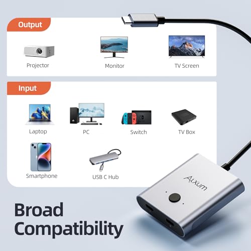 Selector conmutador USB C KVM bidireccional 2 en 1 con transferencia de datos a 10Gbps 6