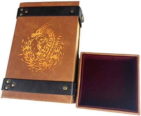 Fantasydice Book-Shaped Cheromatic/Red Fire Dragon Rolling Magic Book Tray for All Tabletop RPGs Like D&D, Call of Cthulhu, Shadowrun.