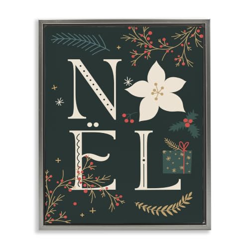 Noel Christmas Bloom Holiday Floral, 17 x 21 Inch Canvas in Floater Frame