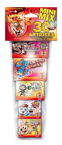 SPARKLERS CLUB Assortiment de 30 PETARDS et Feux d'artifice 5 Sortes de Petits artifices pour s'amuser. 5 boîtes. Idéal pour Vos évènements, pour Enfant &...