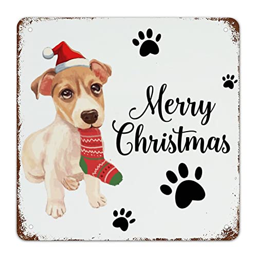Panneau métal bouledogue français Noël décos rustique chambre