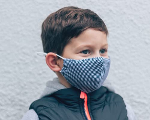 Hope Love Shine Cotton Face Masks W/Adjustable Ear Loops & Filter Pocket - Reusable, Breathable, Washable Cloth Mask - Fabric Masks For Girls & Boys (Gray, Stars, 2 Stripes, Houndstooth - 5 Pack) #TOP5