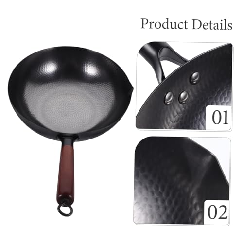 Wok tradicional PRETYZOOM con mango ergonómico de madera miniatura 4