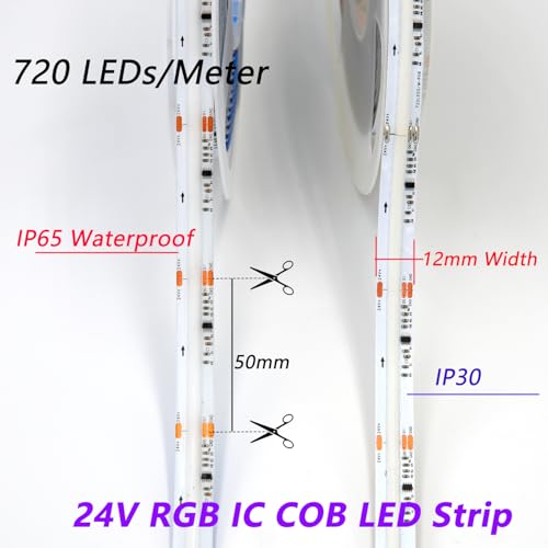 Tira LED RGB IC Smart COB direccionable 24V 720 LEDs/m miniatura 6