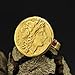 CAPRIXUS 925 Sterling Silver Signet Ring Ancient Greek Apollo Coin 24K Gold Vermeil Red Cubic Zirconia Hammered Designer Handmade Pinky Rings for Women Turkish Fine Jewelry