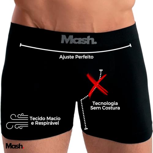 Kit 4 Cuecas Boxer Cueca Mash Microfibra Sem Costura, 2 Azul Marinho - 2 Preto, G