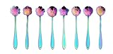 Flower Spoon Set, niceEshop(TM)Stainless Steel Teaspoon Colorful Coffee Spoon Tea Spoon Mixing Spoon Sugar Spoon, Set of 8, Rainbow