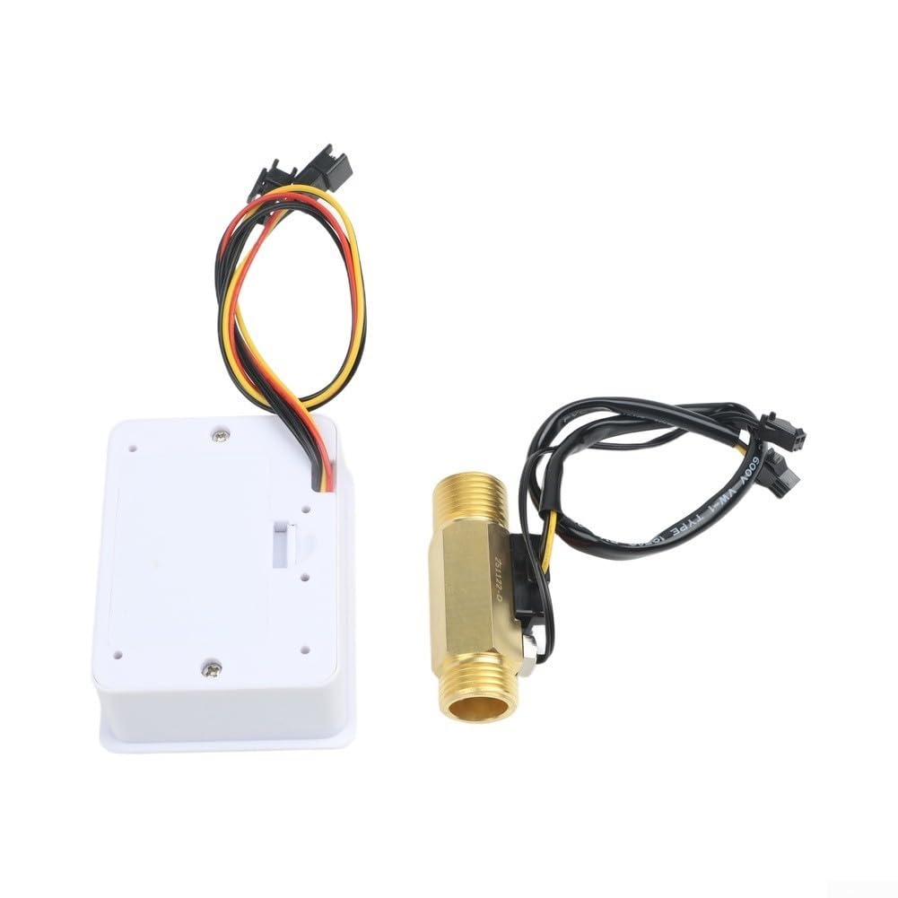 Medidor digital de flujo de agua con pantalla LCD de 1 a 30 l, monitor autoalimentado para aspersores de invernadero, manguera y temporizador, rosca G, color azul