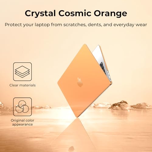 Image of EooCoo Case Compatible with MacBook Air 13 inch M4 2025 2024 2023 2022 M3 M2 A3240 A3113 A2681, Clear Hard Scratch Resistant Protective Cover Compatible for MacBook Air 13.6 inch Case, Crystal Orange