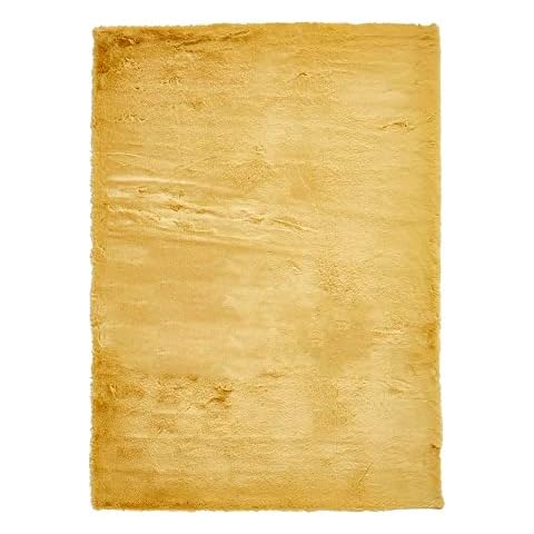 LUX Rugs Yellow Super Soft Shaggy Luxury Floor Rug 120cm x 170cm | 3cm Long Pile | 100% Polyester Table Tufted Yarn Cover