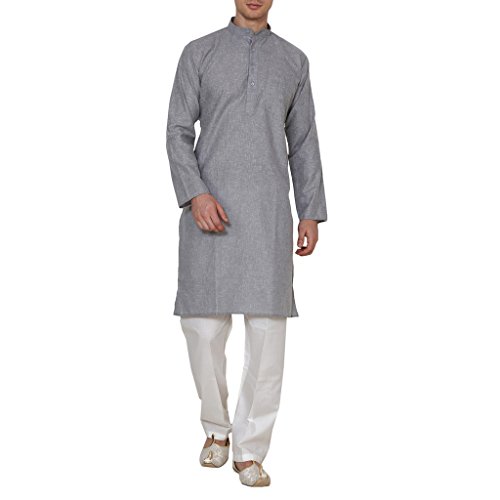 Kurta Pyjama Royal en coton haut de gamme gris pour homme