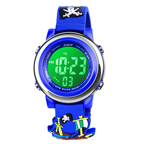 VenSten Reloj digital deportivo impermeable para niños y niñas, para deportes al aire libre, relojes eléctricos LED con alarma luminosa, cronómetro, reloj de pulsera para niños, Azul pirata, Deportivo VenSten Reloj digital deportivo impermeable para niños y niñas, para deportes al aire libre, relojes eléctricos LED con alarma luminosa, cronómetro, reloj de pulsera para niños, Azul pirata, Deportivo