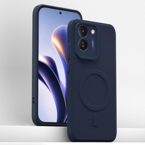 Image of Outlouders Back Cover for Poco M8x 5G | Soft Matte Silicone | Slim Fit | Magnetic-Safe Logo Design (Magnetic-Safe Not Compatible) | Shockproof | Camera Protection Bumper Case (Blue)