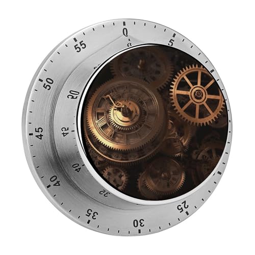 Evita descuidos con el temporizador de cocina ruidoso Gears Clock mecánico de bronce 2
