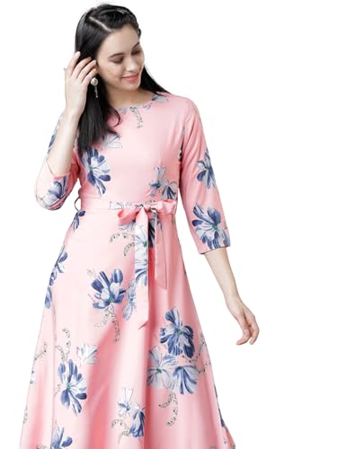 Image of Tokyo Talkies Women's Three-Quarter Sleeves Boat Neck Printed Dresses | Stylish Dresses | Casual Dresses