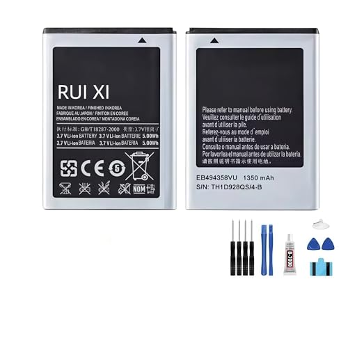 RUI XI Batterie compatible pour Samsung Galaxy Ace S5830 S5660 S7250D S5670 i569 I579 GT-S6102 S6818 GT-S5839i EB494358VU 1350mA 3.7V