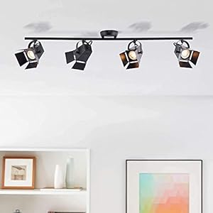 Plafonnier moderne LED / spot plafonnier, 4x LED GU10 5W incl., 4x 345 lumens, 3000K blanc chaud, métal, noir mat