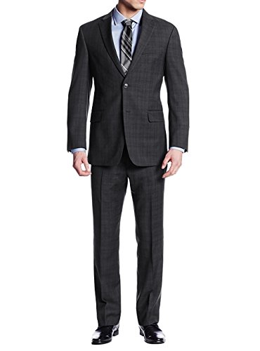 GN Luciano Men's Two Button 2 Piece Plaid Suit Jacket with Pant Trim-Fit