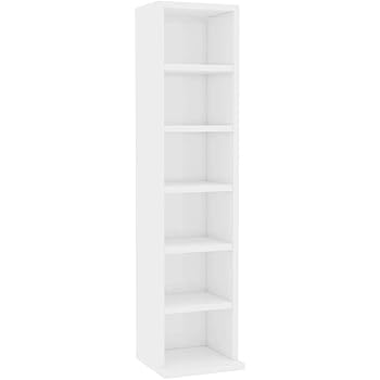 Irfora Cd Cabinet 6 Open Compartments Cd Shelf Storage Unit Bookcase Cd Dvd Furniture Tower High Gloss White 21x16x88 Cm Chipboard Amazon Co Uk Kitchen Home