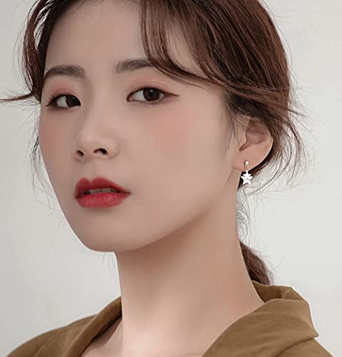 Reffeer Solid 925 Sterling Silver Double Star Stud Earrings for Women Teens Small Star Stud Earrings Drops3