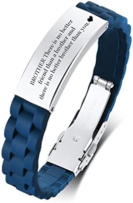 To My Brother Gift Bracelet,Stainless Steel Inspirational Message Engraved Silicone Wristband Bracelet to Mens Brother Brothers in Law Graduation Christmas Birthday Gift from Sister Brother