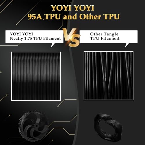 Image of YOYI YOYI 3D Printer Filament, 95A TPU Filament 1.75mm, Flexible Filament, 0.5KG Spool,Dimensional Accuracy + /- 0.03 mm, Soft TPU Filaments of High Elasticity (Black)