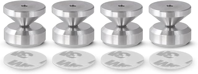 ALUMINIUM- 4 x Speaker Spikes + 4 x Spikes Shoes + self adhesive pads