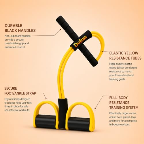 Image of DOLTAS Tummy Trimmer for Men and Women - Resistance Band Leg Ab Full Body Exercise - Muscle Training and Fat-Burning Home Gym Equipment (Yellow & Black)