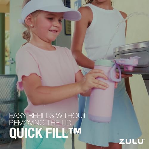 Image of ZULU Powerfill Pro 18oz Kids Stainless Steel Water Bottle with Quick Fill Lid, Triple Wall Vacuum Insulated, Leak Proof Locking Lid, Sip & Chug, Reusable, BPA Free, Dishwasher Safe, Sweet Sorbet