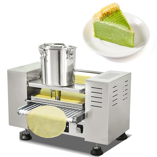 Mille Crepe Cake Maker, máquina automática de piel de mil capas, 100-300 piezas/H, revestimiento antiadherente, diámetro de crepé de 9 pulgadas, ideal para panaderías y uso doméstico