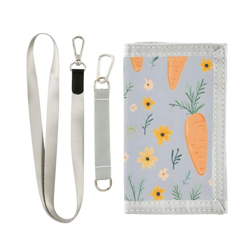 ALAZA Kids Wallets for Boys Girls Toddler Trifold Wallet Children Small Carrots Flower with Zipper Coin Pocket